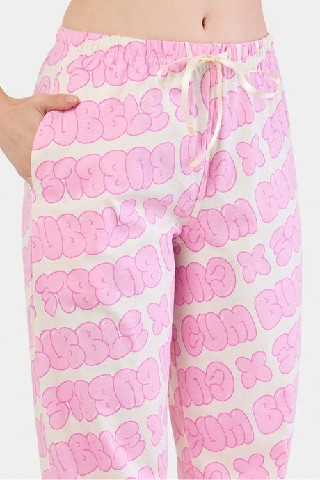 Sweet Dreams Typographic Printed Pyjama Set - Swan White — image 6